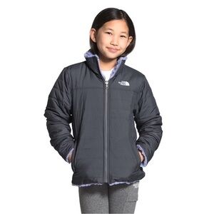 The North Face Purple & Gray Puffer Mossbud Swirl Jacket Coat Reversible L 14-16